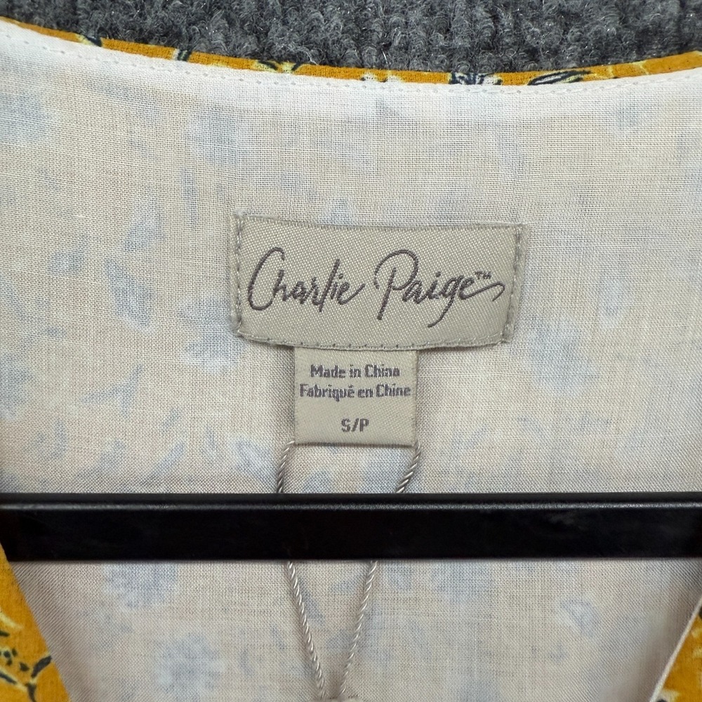 Charlie Paige Dress Small Yellow Floral Tiered Prairie Boho Cottagecore Peasant - Picture 7 of 11